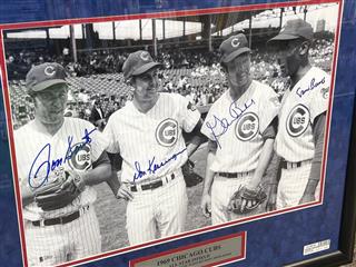 1969 Cubs Infield Autographed 16x20 Photo Framed w/ Beckett COA
